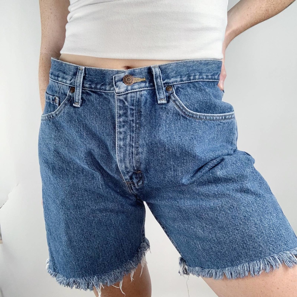Vintage Wrangler Mid Rise Frayed Hem Denim Shorts
